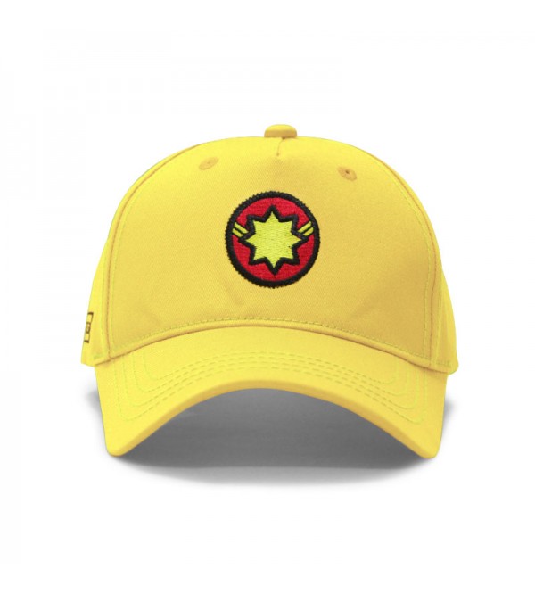 Snapback Baseball Cap Fitted Yellow Adult Embroidery Capt Marvel Kawaii