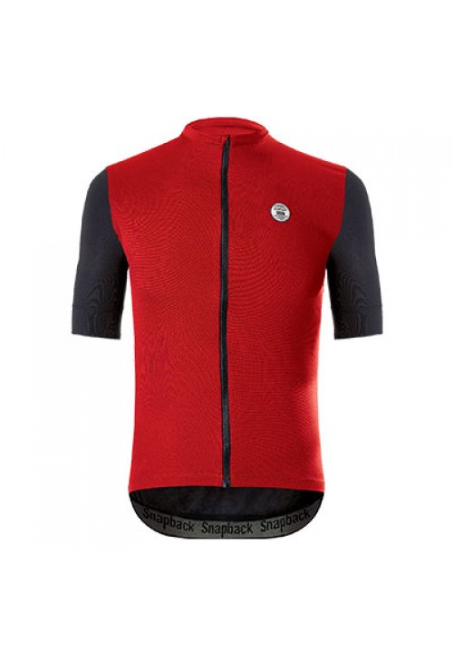 Short Sleeve Full Zipper Bike Jersey Snapback Red White