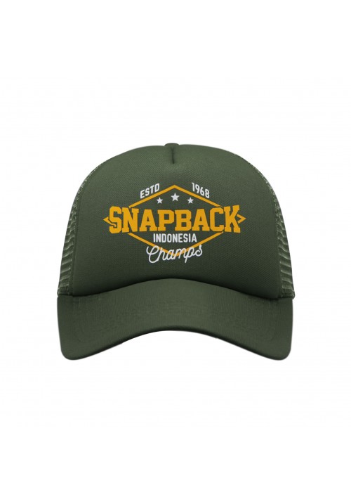 Trucker Hat Adult Army Green Ori Snapback Indonesia Champs