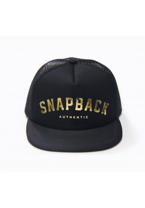 Adult Hiphop Trucker Hat Snapback Black Authentic Gold